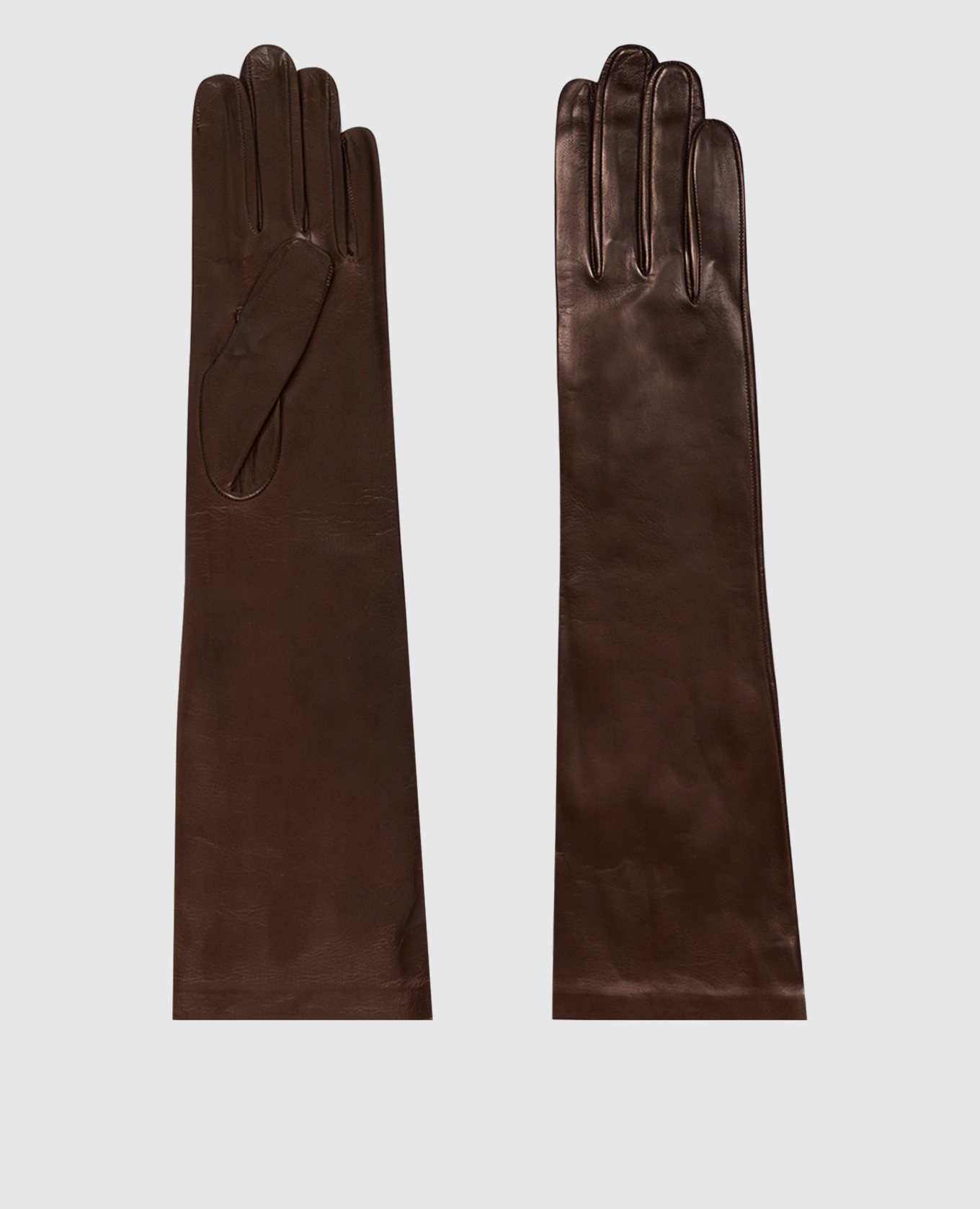 Brown leather long gloves Sermoneta Gloves