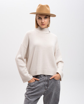 Brunello Cucinelli Beige fedora hat with monil chain MCAP90047
