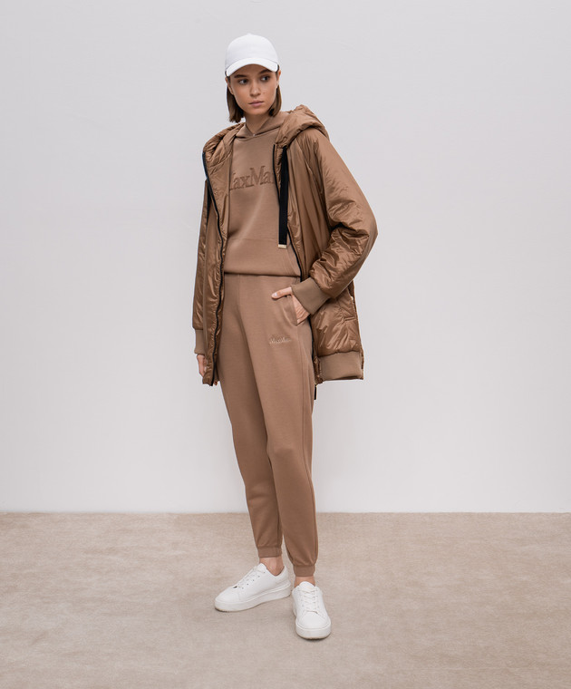 Max Mara - Brown SAPORE hoodie with textured logo embroidery