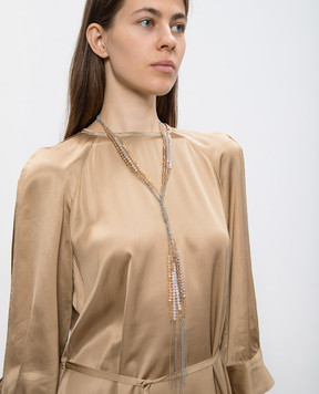 Peserico Beige necklace with monil chain and beads S35424C0CC331