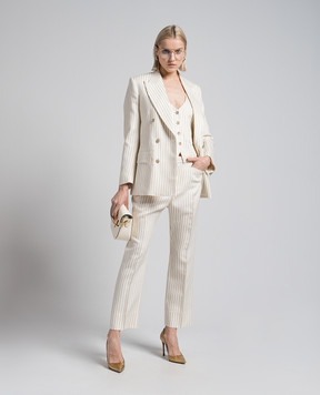 Tom Ford White striped wool and silk waistcoat WA0024FAX1158