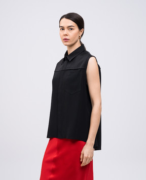 Ami Paris Black blouse with logo FSH220AC0014
