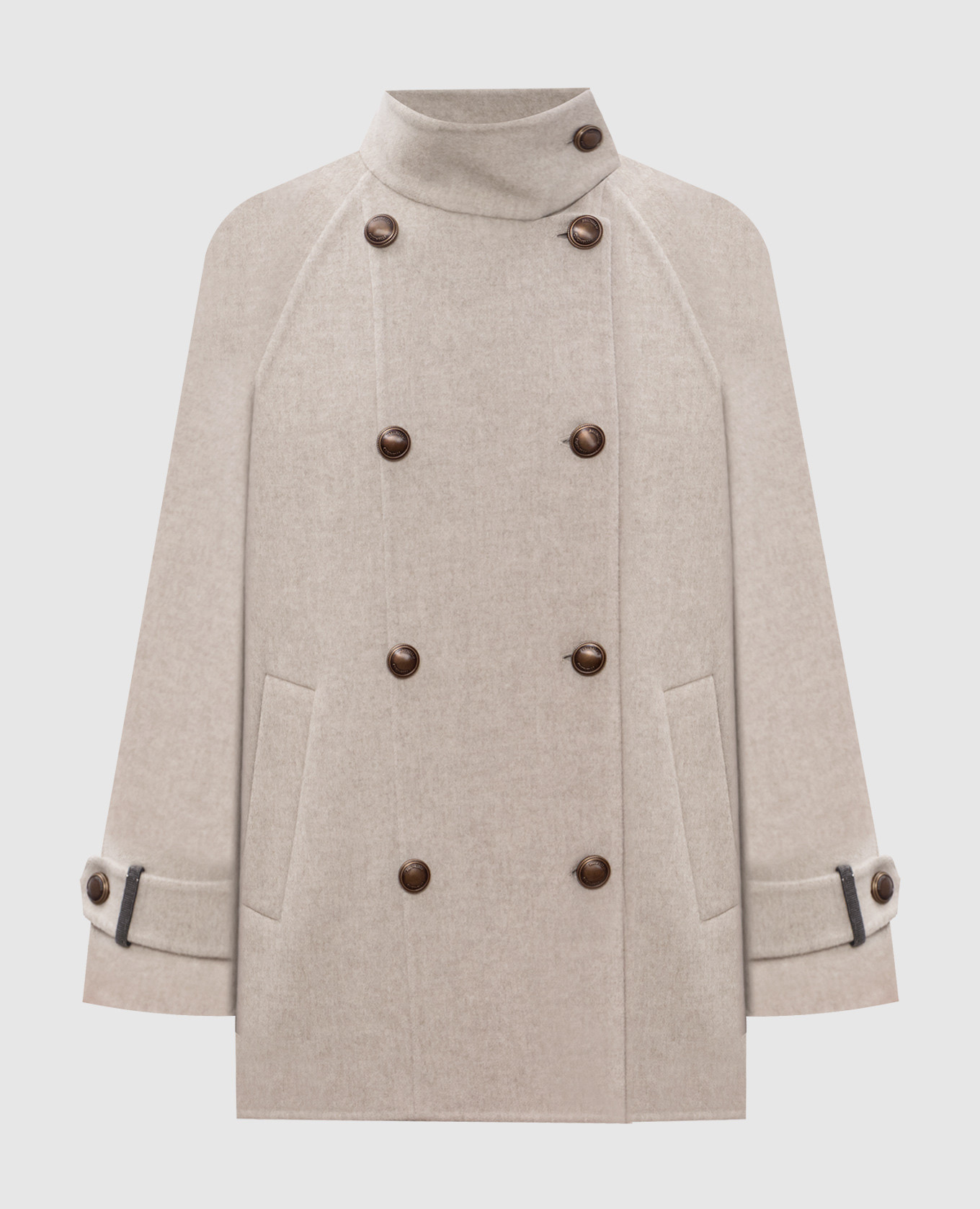 

Beige double-breasted wool and cashmere coat Brunello Cucinelli