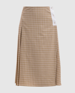 Victoria Beckham Beige skirt made of wool in a pattern SKMID3408B