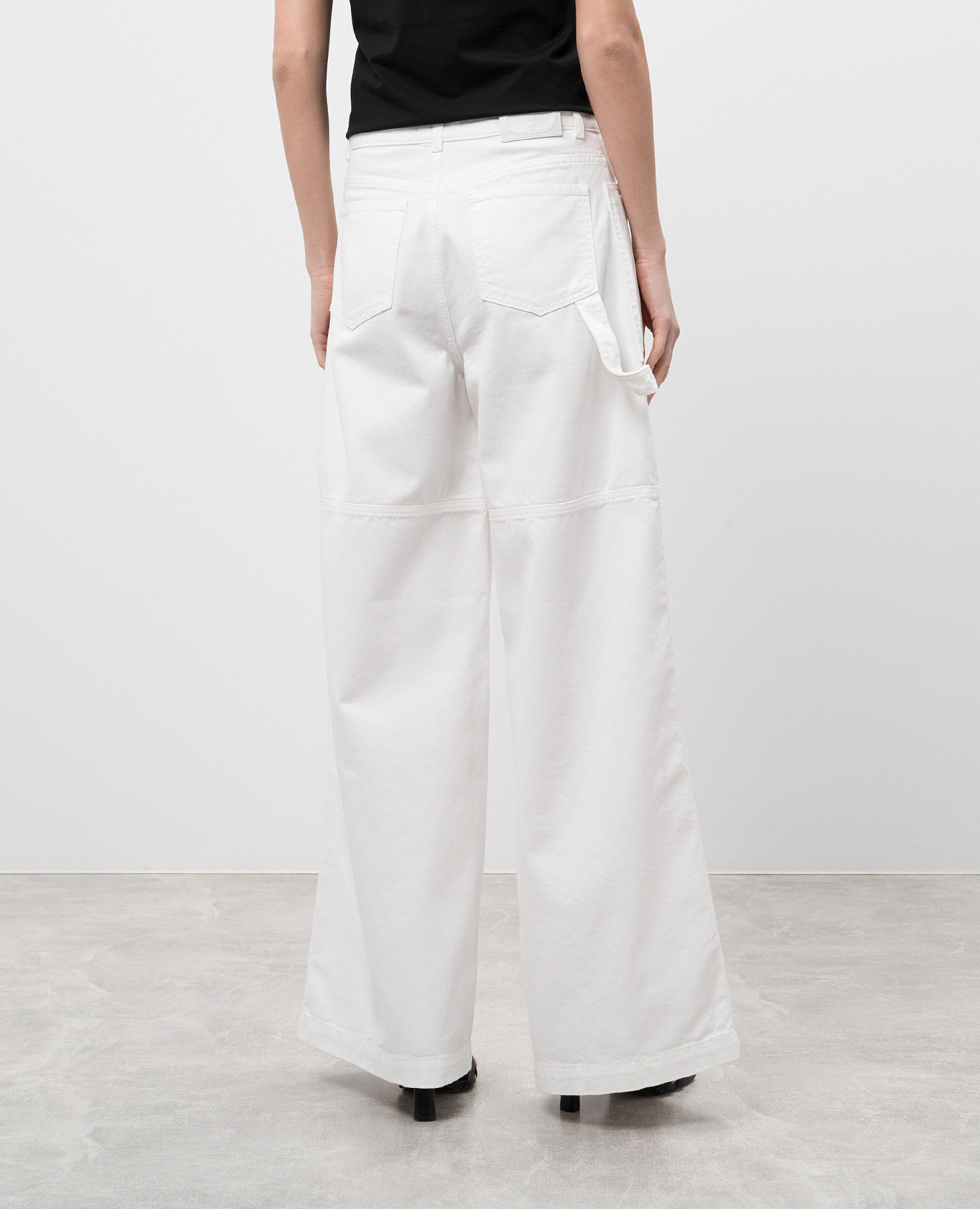 White jeans with logo patch Twinset 4