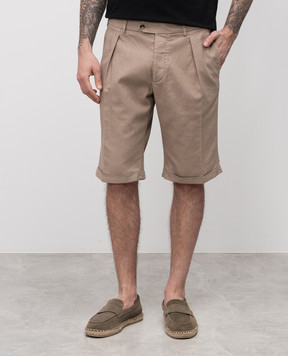 CAPOBIANCO Beige linen shorts 18M857PI01