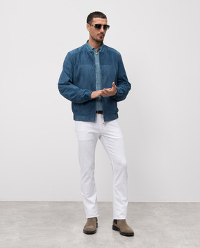 Stefano Ricci Blue suede jacket with perforations MDJ51000417200