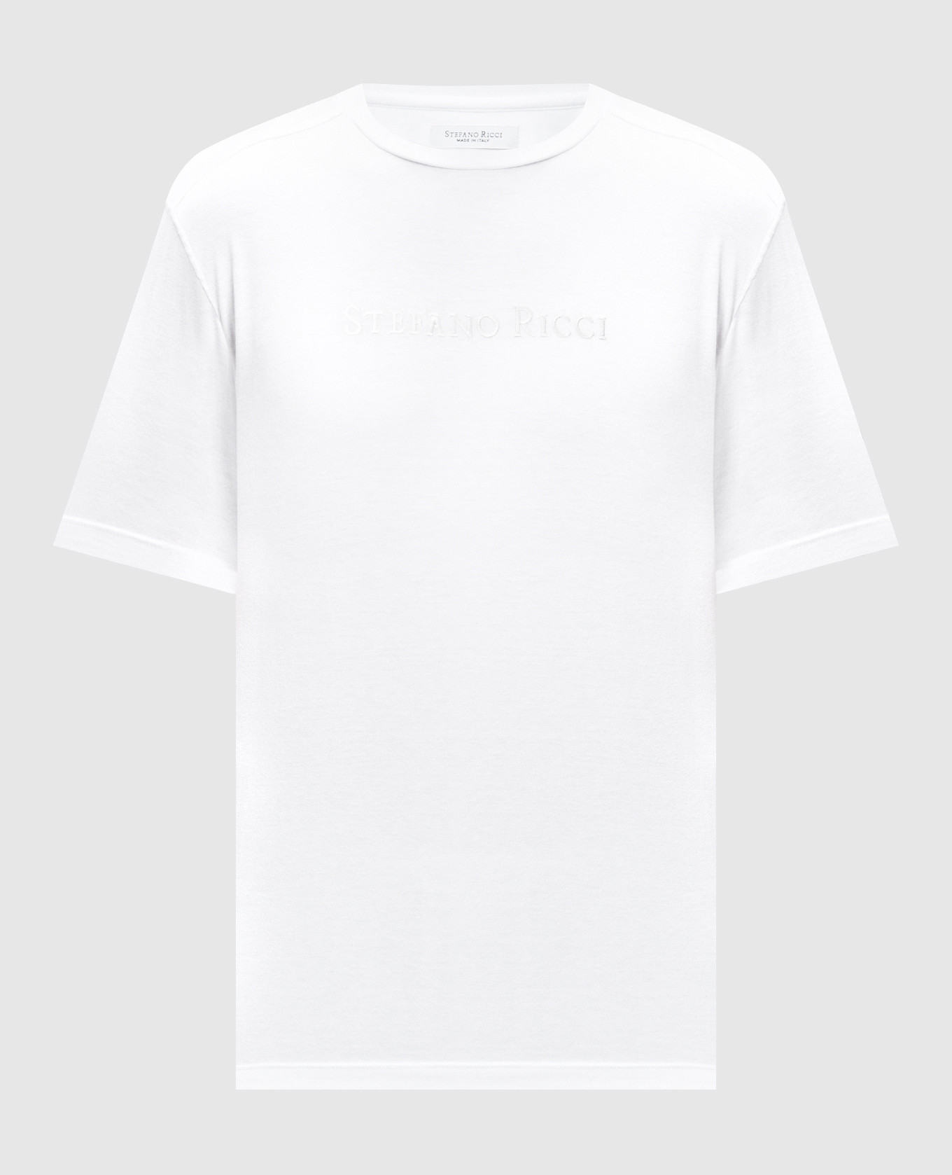 Stefano Ricci White T-shirt with logo embroidery