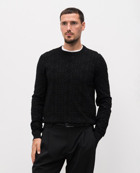 Dolce&Gabbana Black wool and silk jumper with logo pattern GXX02TJGMAC