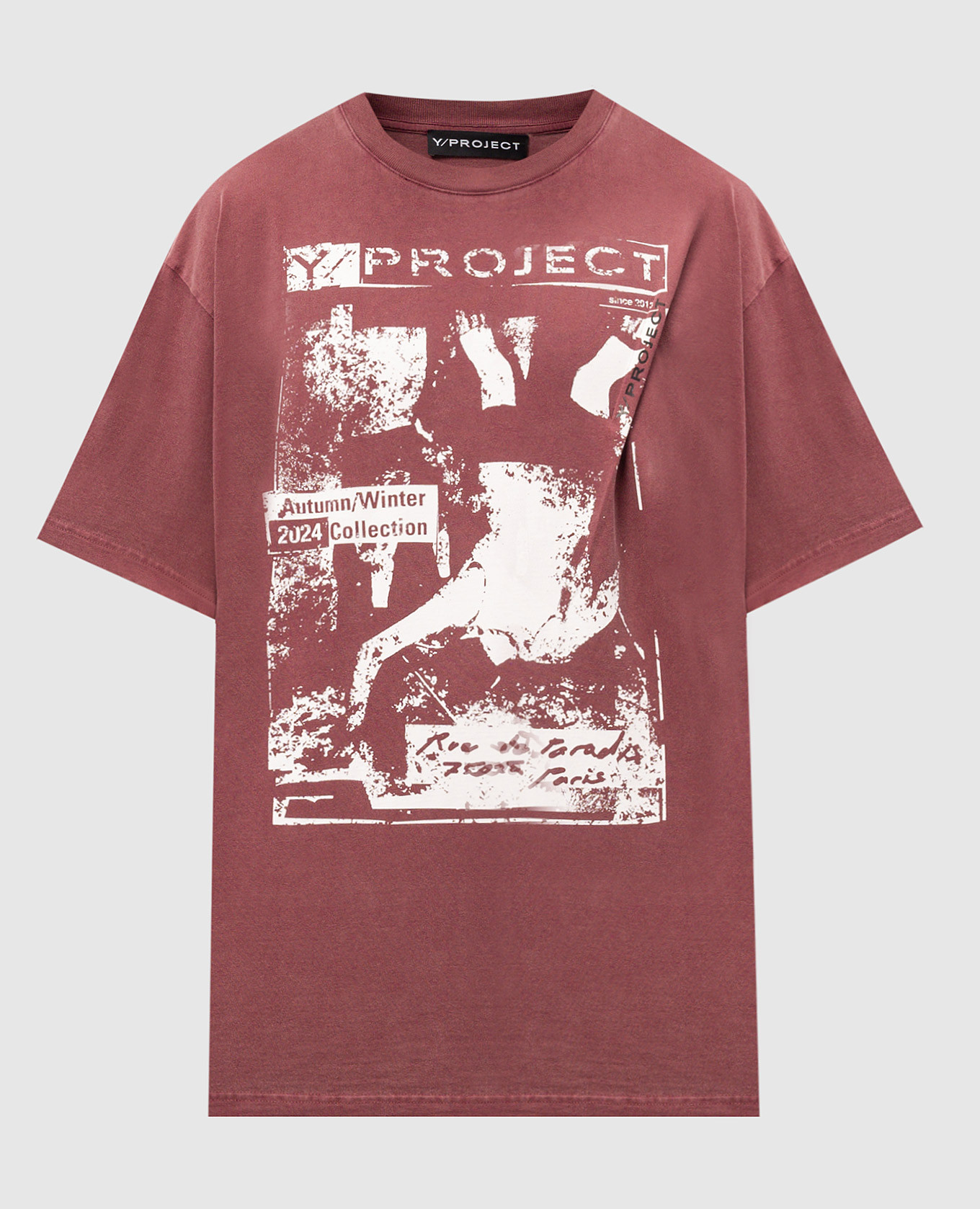

Burgundy t-shirt with logo print Y Project