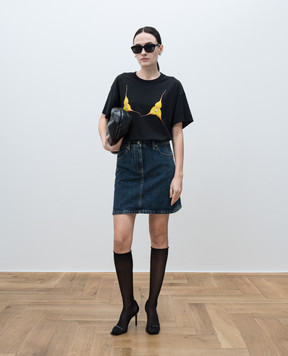 Givenchy Blue denim mini skirt with a frayed effect BW40XT5YCA