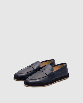 Brunello Cucinelli Blue leather slip-ons Soft MZUETOS725