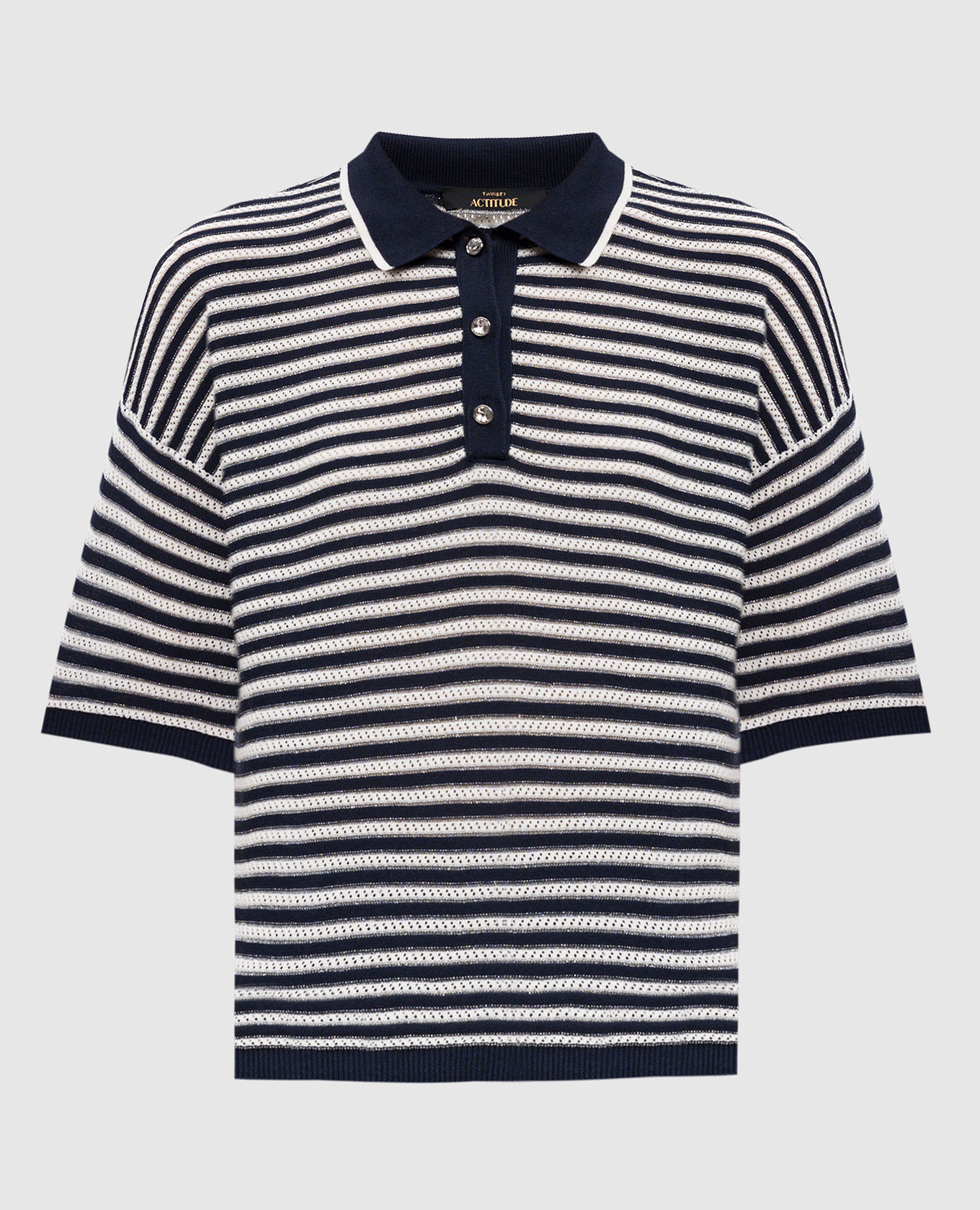 

Blue striped polo with lurex Twinset Actitude