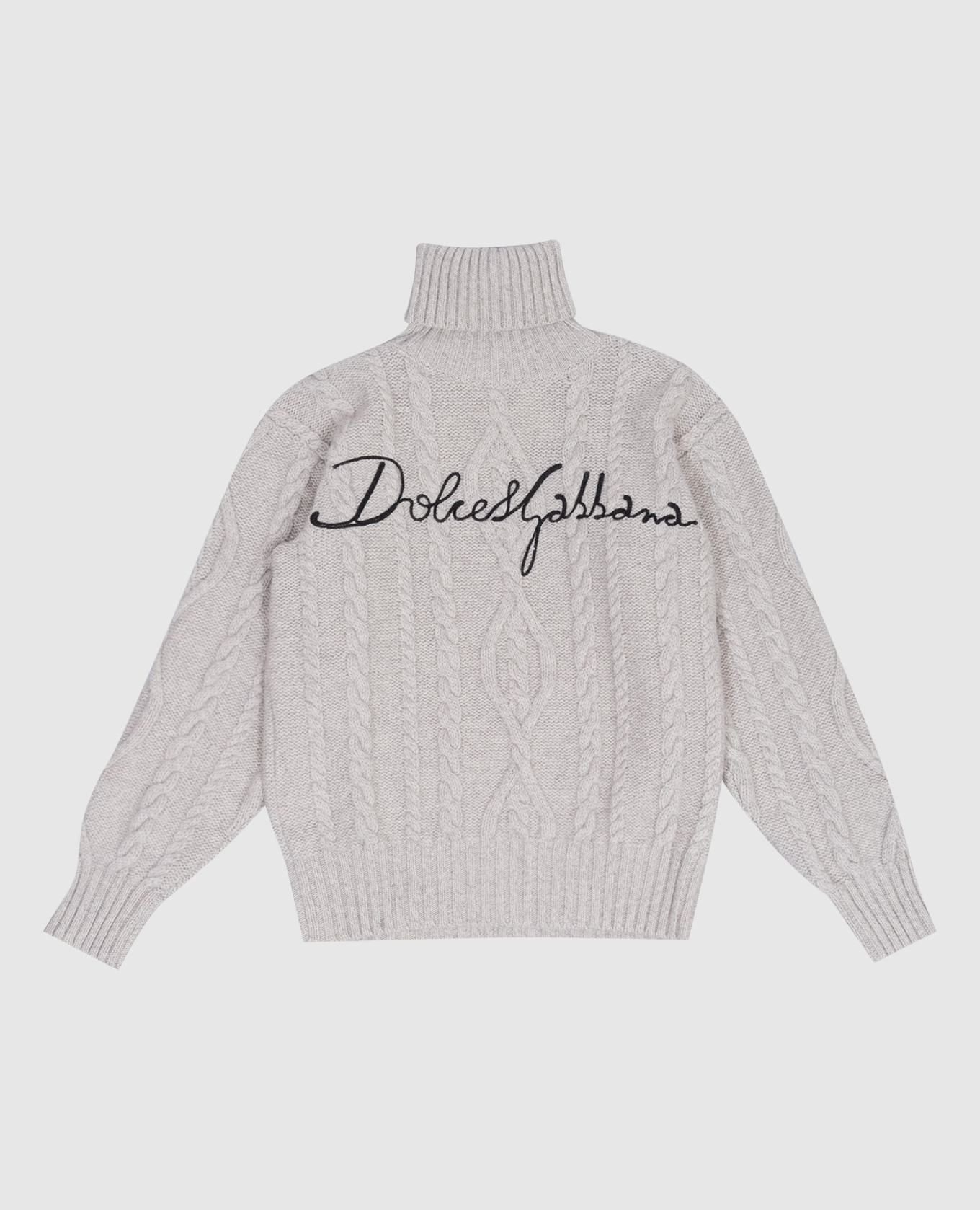 Children's gray wool and cashmere sweater with logo embroidery dolce&gabbana