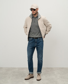Brunello Cucinelli Gray wool and cashmere polo shirt M2400295