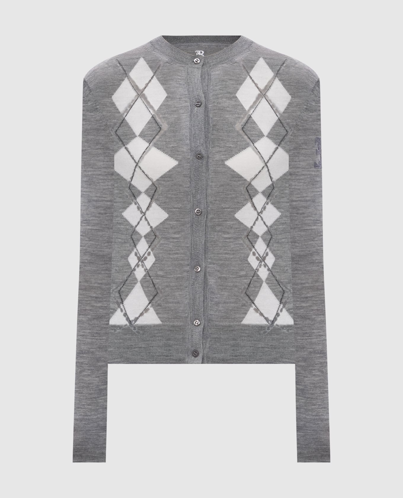 

Gray wool cardigan with geometric pattern Ermanno Scervino, Grey