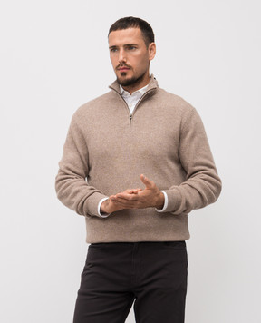 Agnona Brown cashmere, wool and silk sweater K210U580S1211