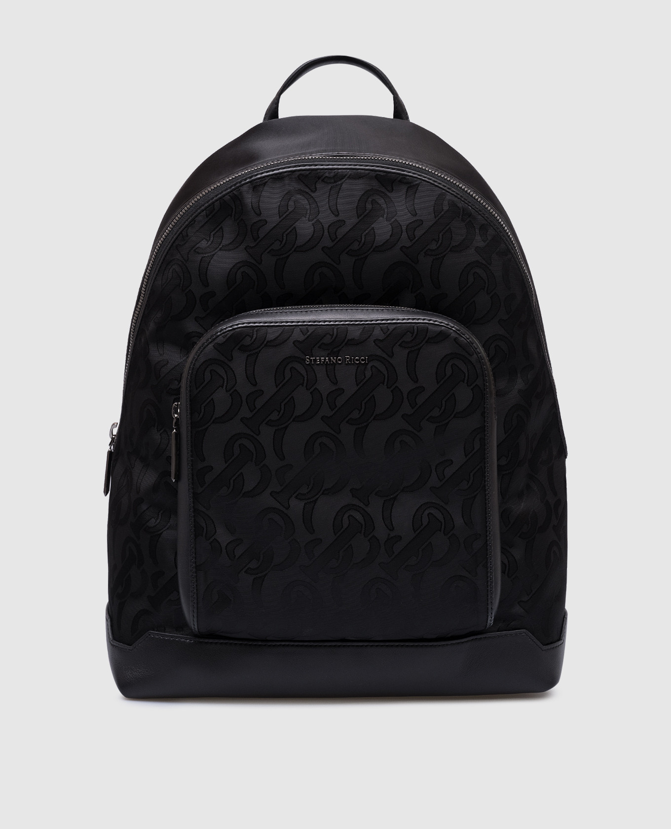 

Black backpack in monogram logo pattern Stefano Ricci, Черный