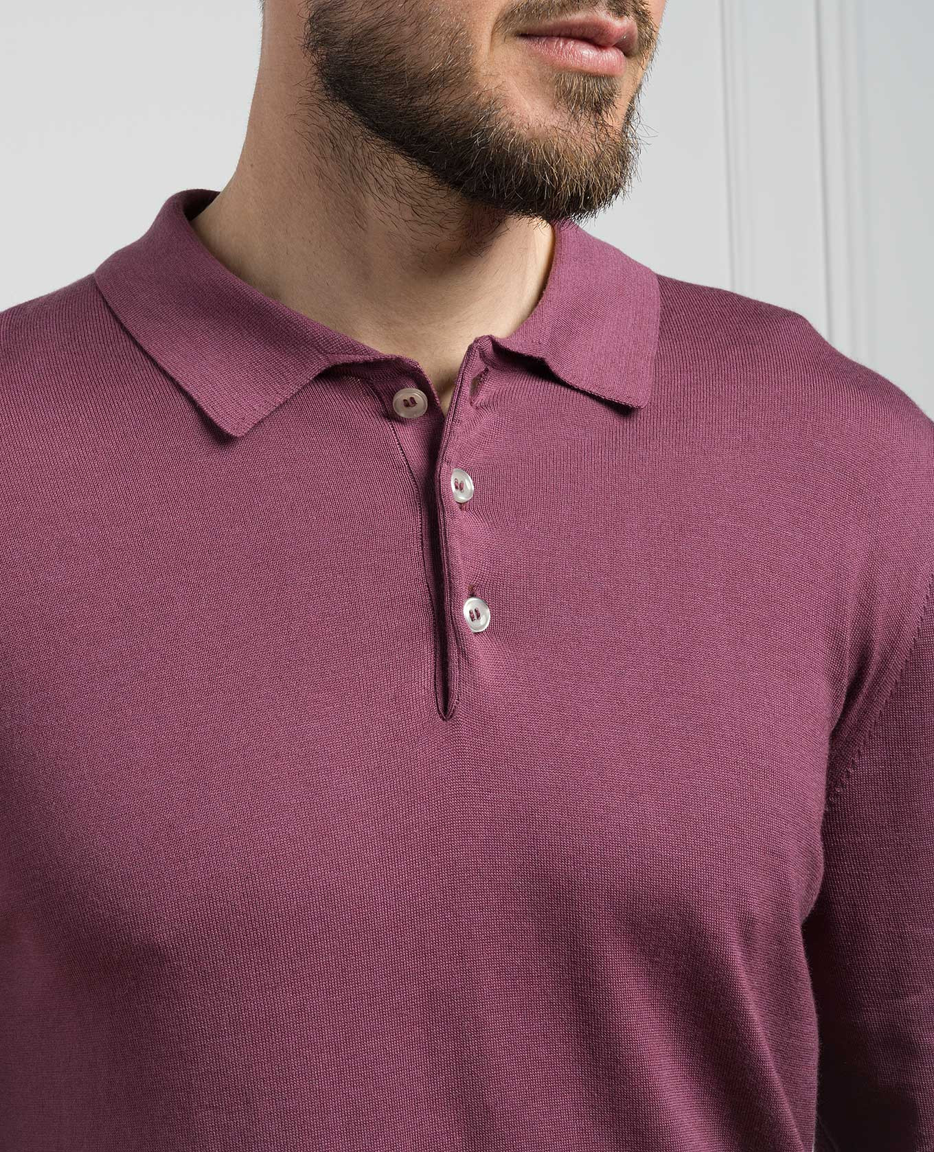 Burgundy polo shirt with silk and cashmere Cashmere&Whiskey 5