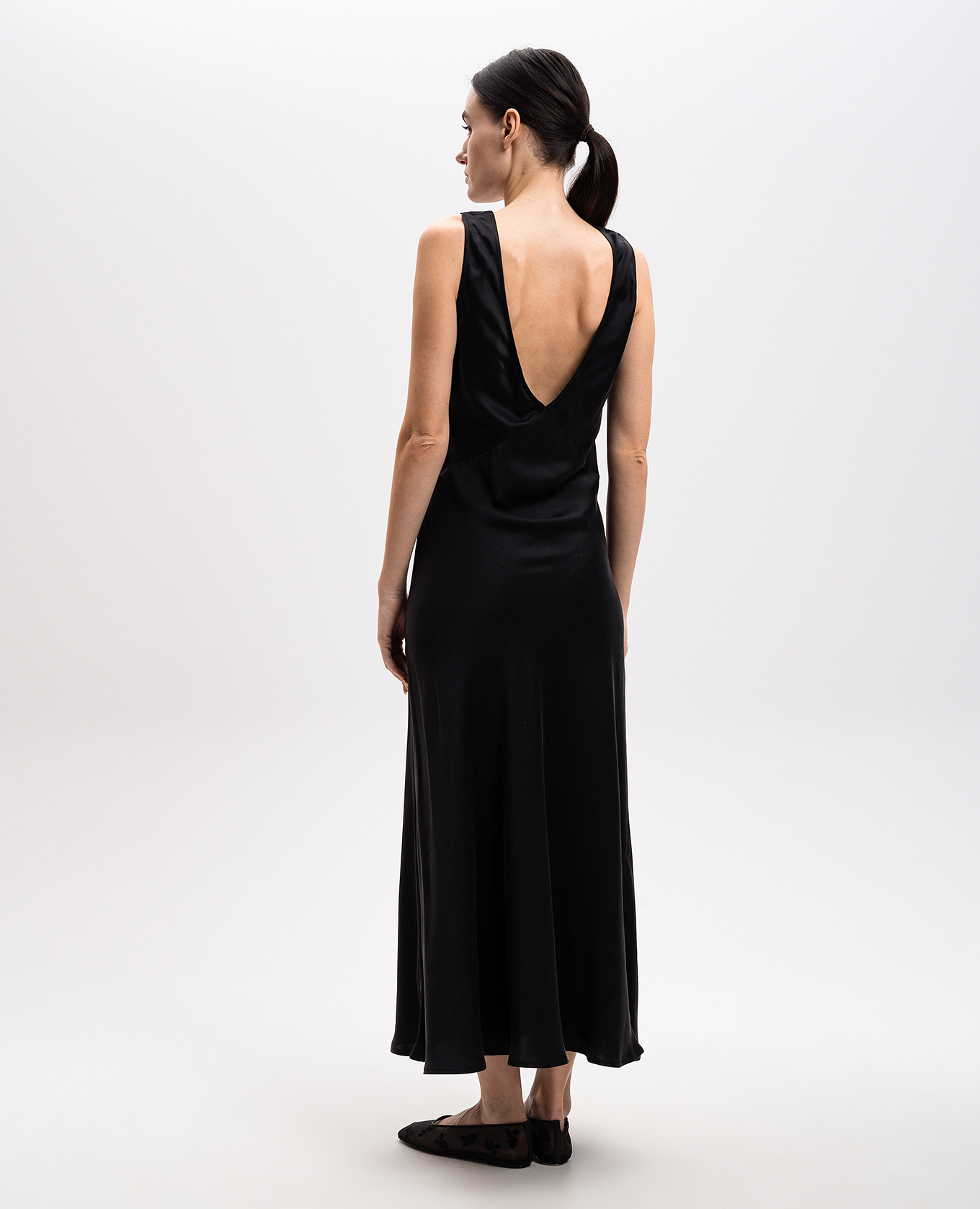Core black silk maxi dress Asceno 3