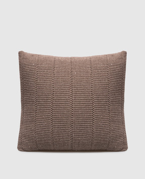 Brunello Cucinelli Brown cashmere and wool pillow with lurex MLBM738201