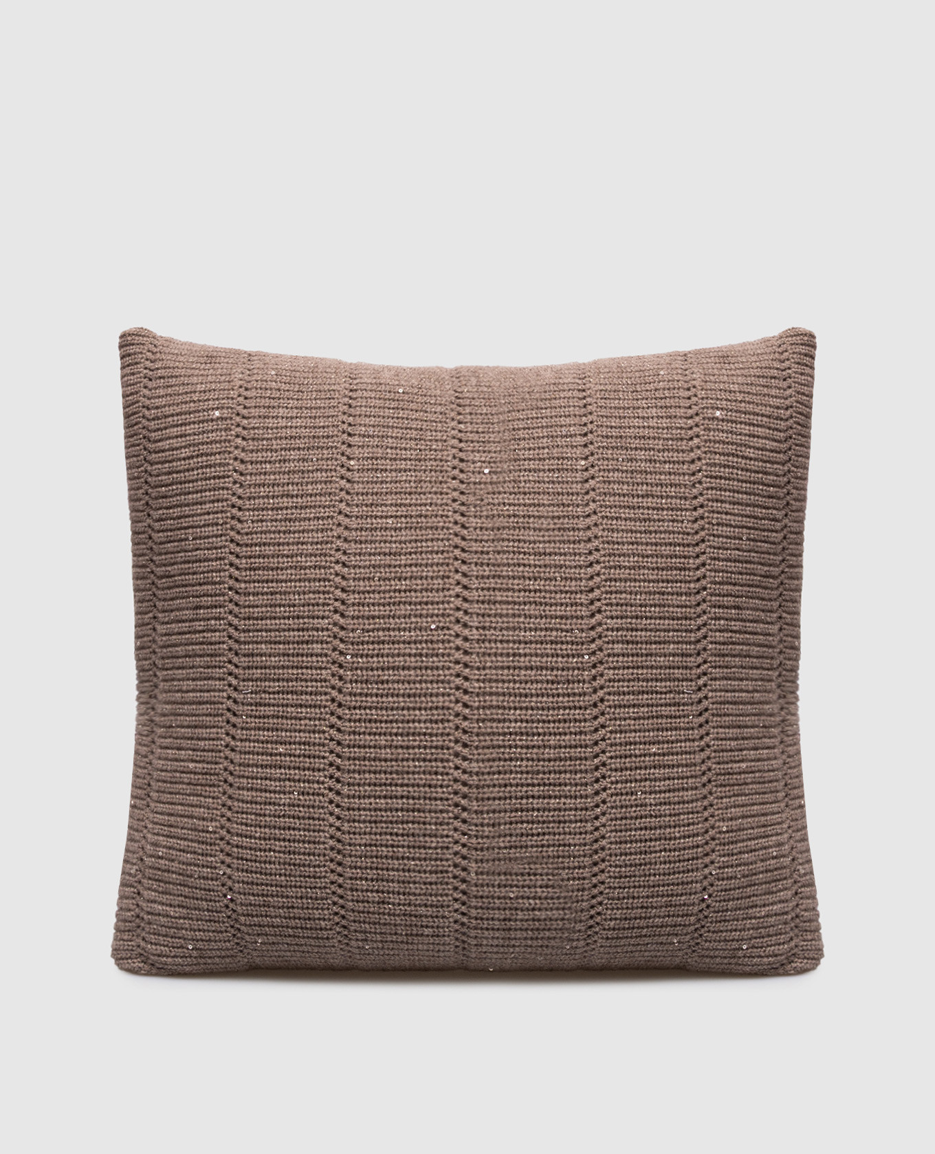Brown cashmere and wool pillow with lurex Brunello Cucinelli
