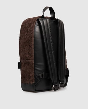 Bottega Veneta Brown suede woven backpack 828117V1QEC
