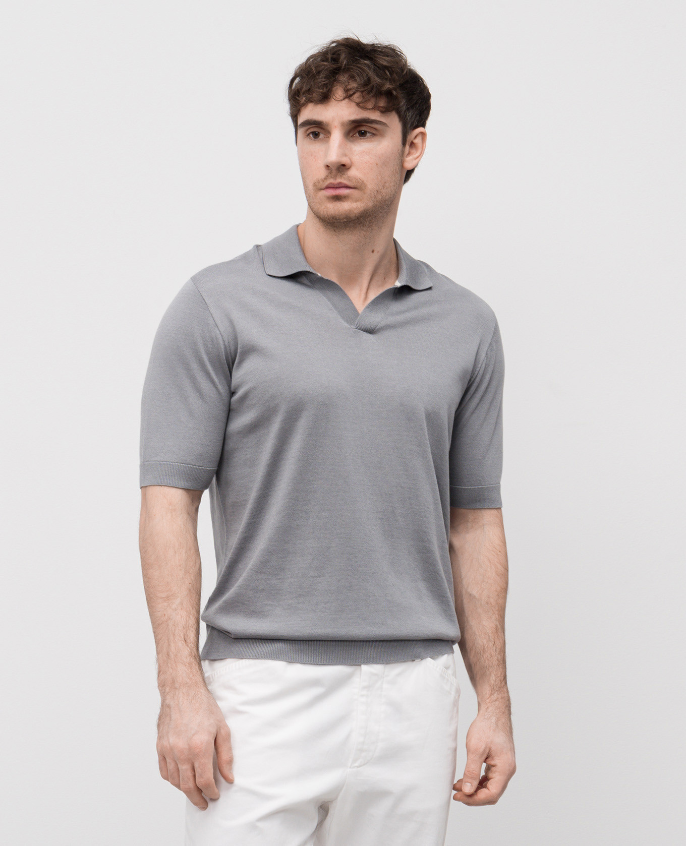 

Gray polo with silk Peserico, Grey