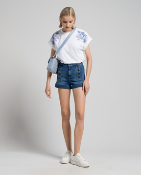 Twinset Blue denim shorts with logo 241TP2663