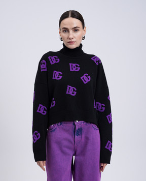 Dolce&Gabbana Black wool sweater with DG logo pattern FXW04TJCVYX