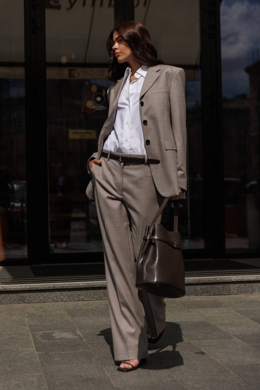 

Diane grey wool trousers The Row