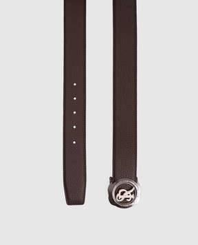 Stefano Ricci Brown leather belt with logo N382VDC530U1