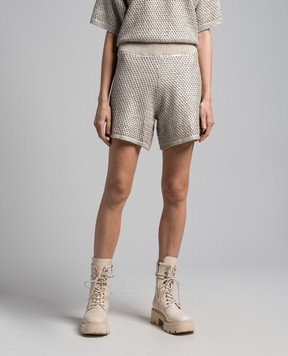 Peserico Beige openwork shorts with linen S84000F0709111