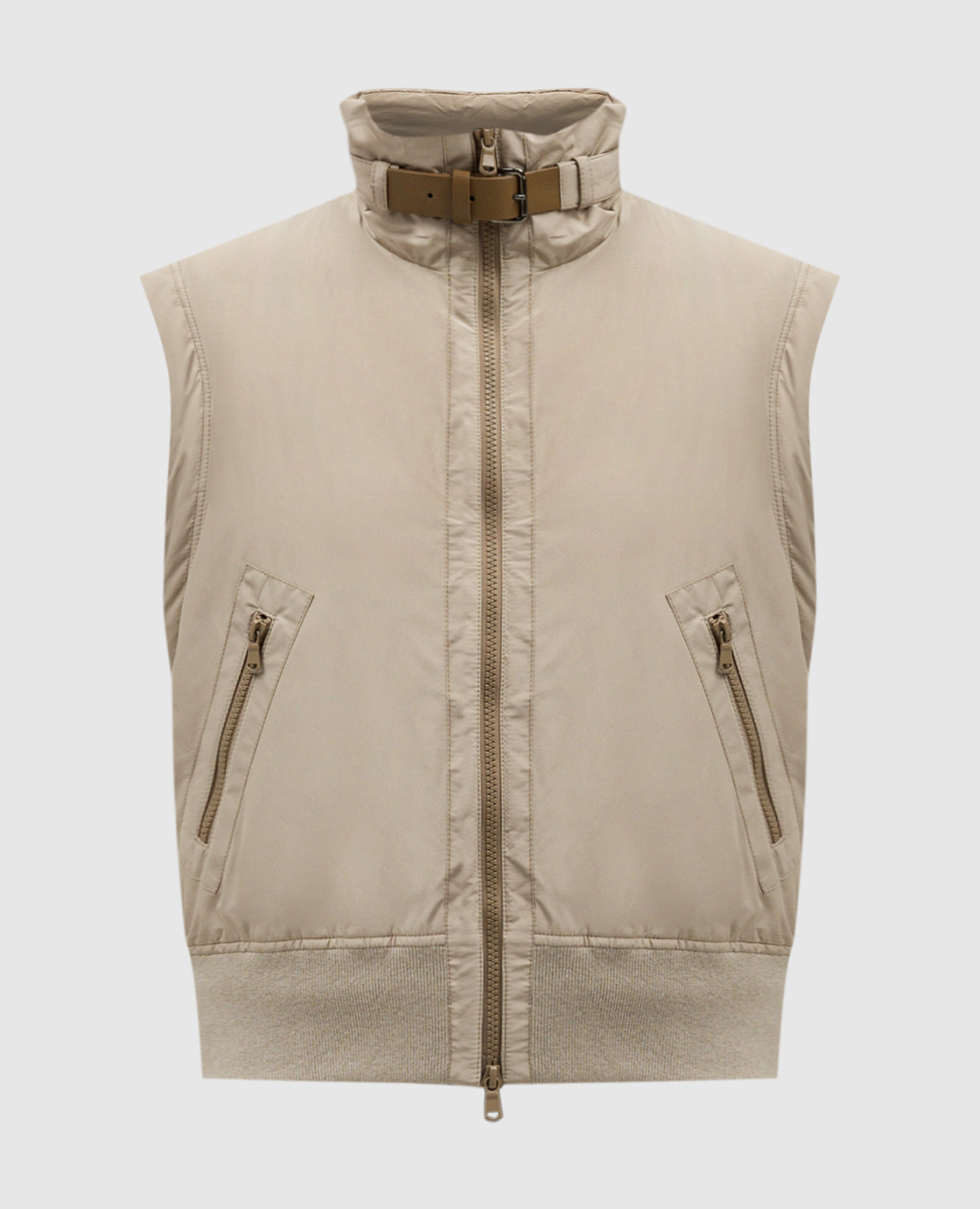

Beige down vest with monil chain Brunello Cucinelli, Бежевый
