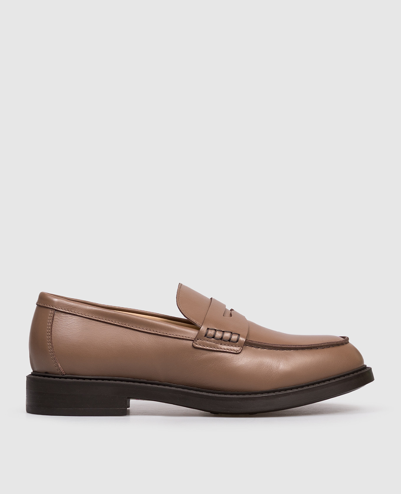 Brown leather loafers