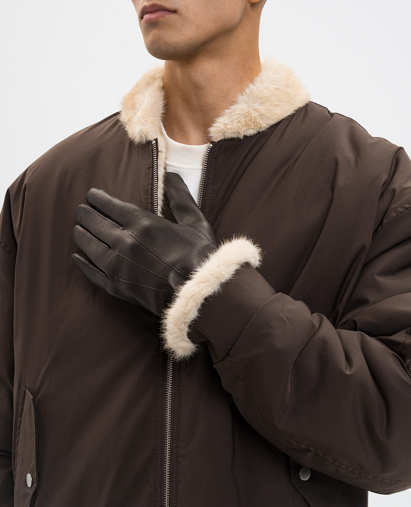 

Brown leather gloves Orciani