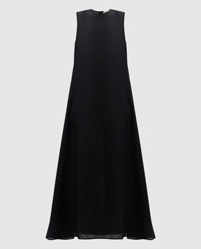 Asceno Tallin black midi dress made of linen D024F44C01