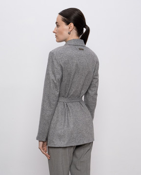 Peserico Gray double-breasted jacket with wool and silk S01700A00770