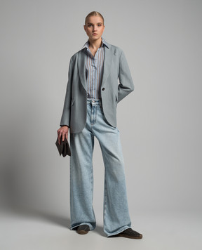 Brunello Cucinelli Gray linen jacket with monil chain MH1262476