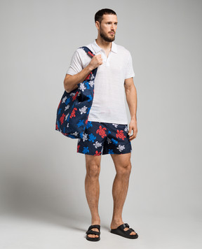 Vilebrequin Tortues Multicolores Blue Swim Shorts MOOAB136