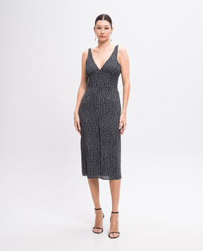 Jacob Lee Black polka dot silk midi dress WDS007SS25BW