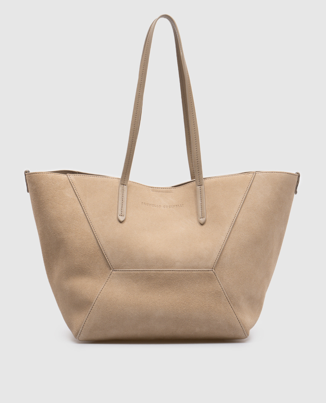 

Duo beige suede tote bag with monil chain Brunello Cucinelli