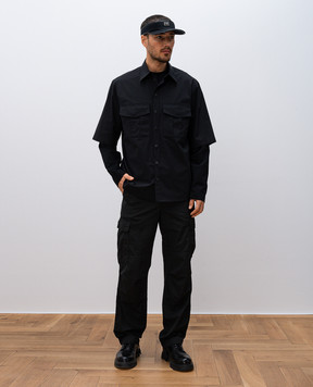 Dolce&Gabbana Black shirt with metal logo G5MP1TFUEFJ