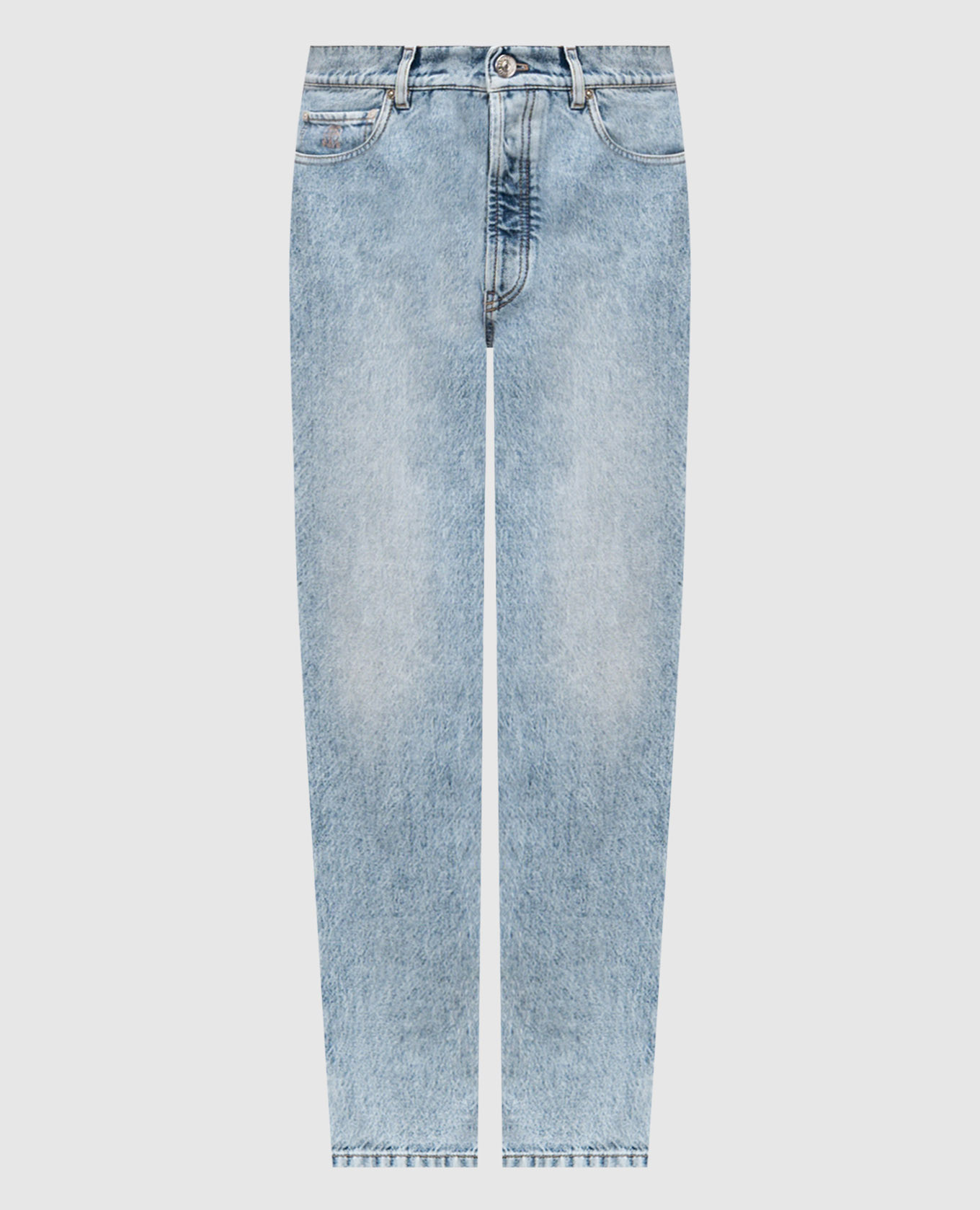 Blue jeans with logo patch Brunello Cucinelli