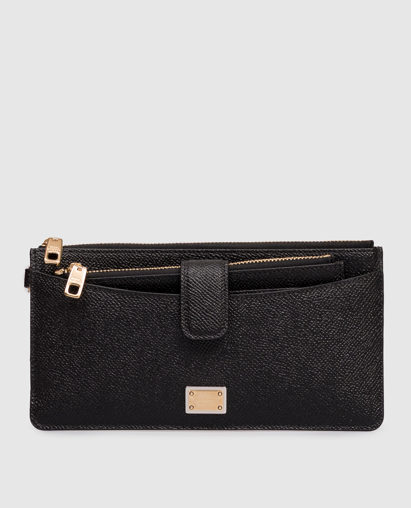 Black leather wallet with logo engraving Dolce&Gabbana