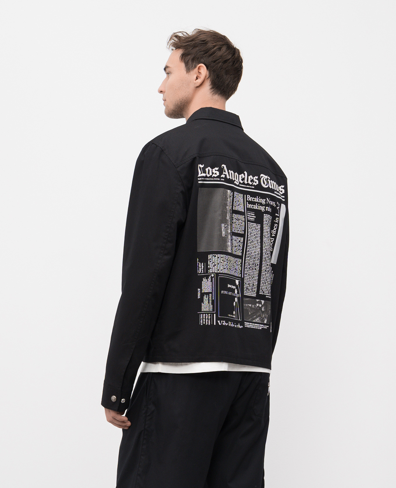 Black jacket with print Palm Angels 4