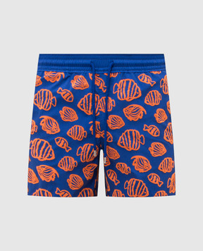 Vilebrequin Blue swim shorts with textured print MOOCD214