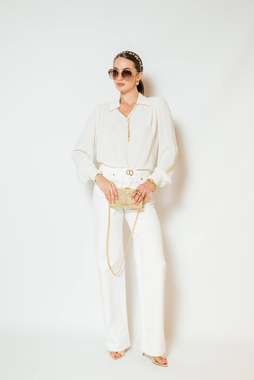 

White blouse with chain Twinset