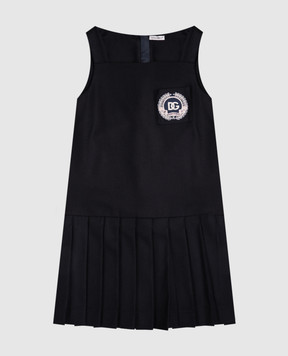 Dolce&Gabbana Children's blue wool dress with logo L54DH0FU28G