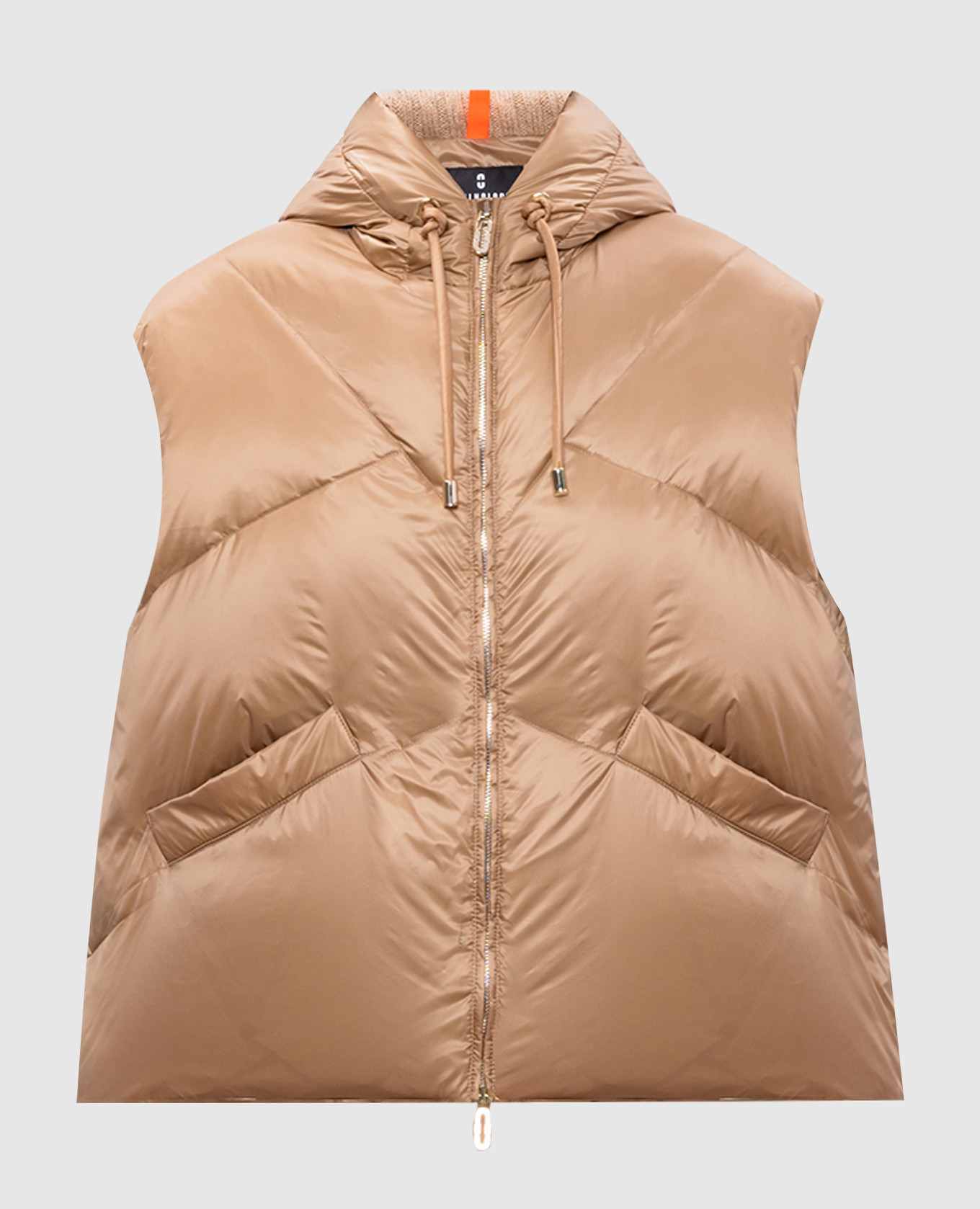 

Beige down vest with metal logo Stilnology